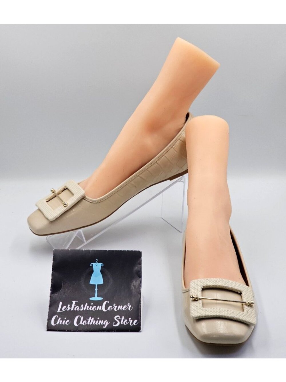 NWOB Zac Zac Posen Women's Beige Leather Vonte Skimmer Square Flats Sz 9.5 2692